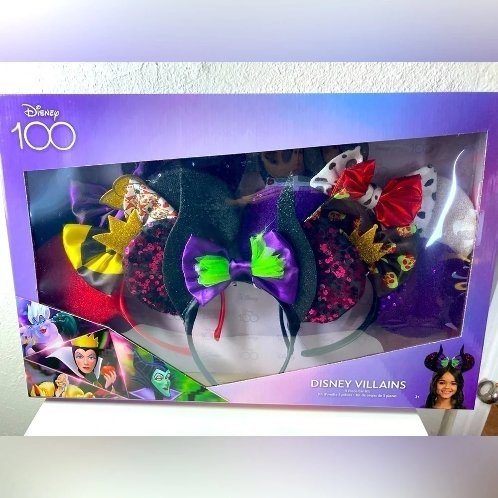 Disney 100th anniversary Disney Villains 5 Piece Ear Headband Box Set